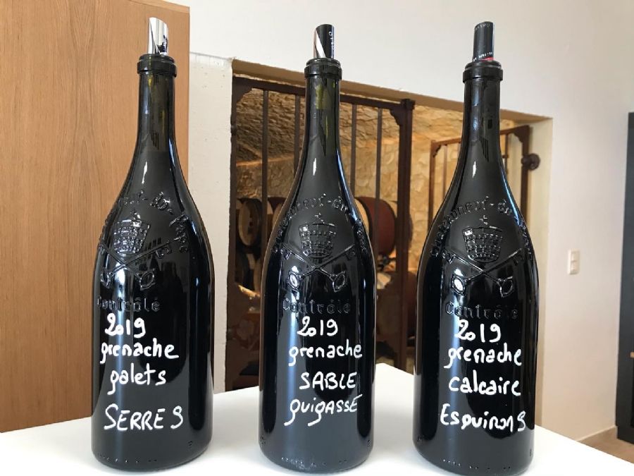 Tasting of wines of Grenache grapes grown on the three different types of soil